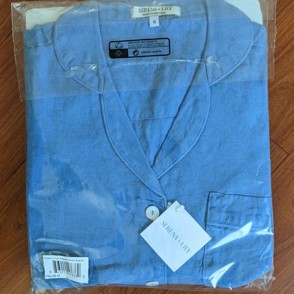 Positano Linen Pajamas French Blue - Serena & Lily - Picture 2 of 3